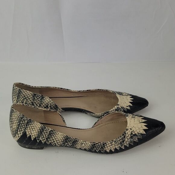 Tory Burch Snakeskin D'Orsay Woven Leather Flats - Picture 2 of 15